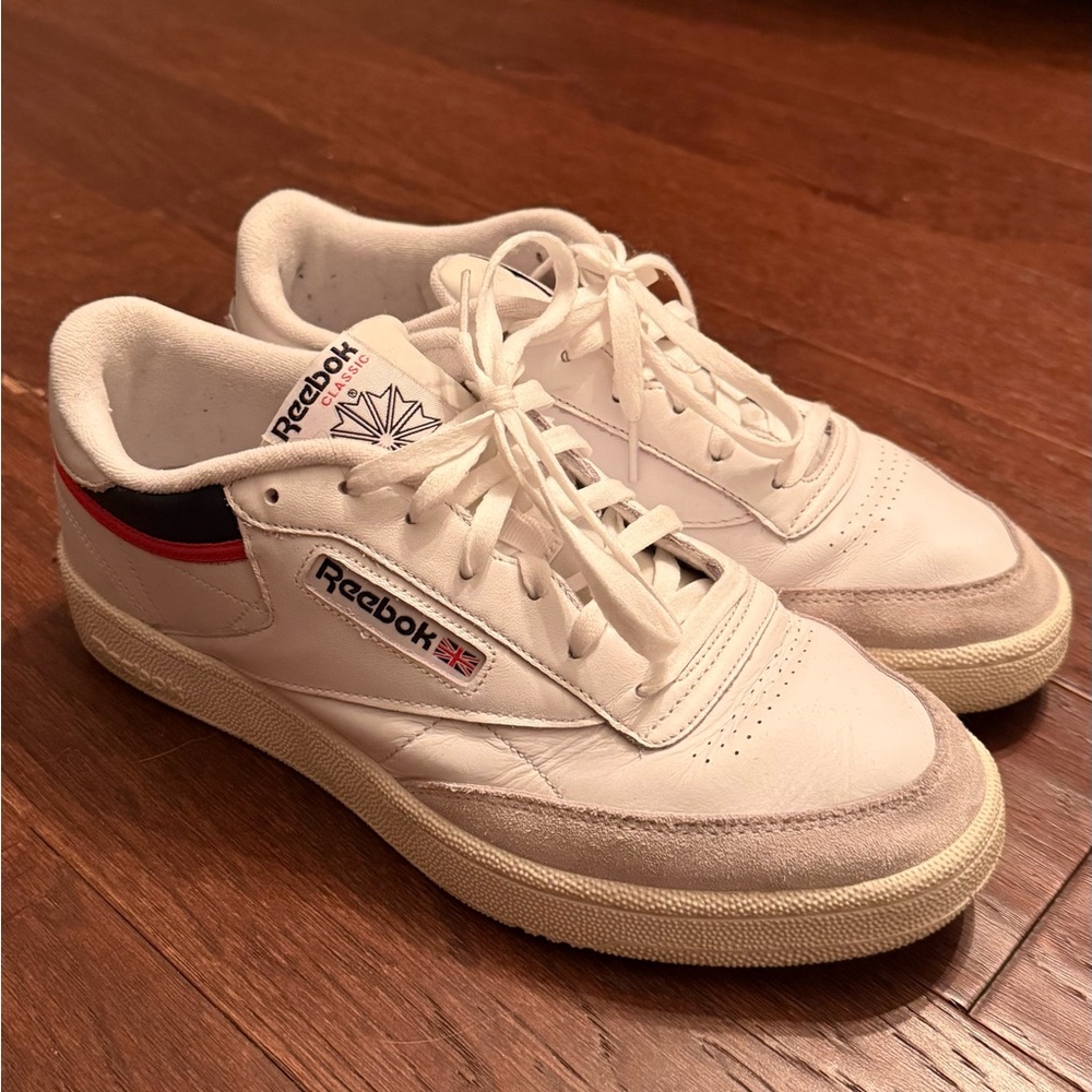Reebok White Sneakers with Red and Navy Details